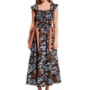 NEW ULTRAMARINE elowen ribbon midi dress in midnight